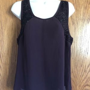 Topshop Beaded Tank Top Plum Purple Layered Sz 6